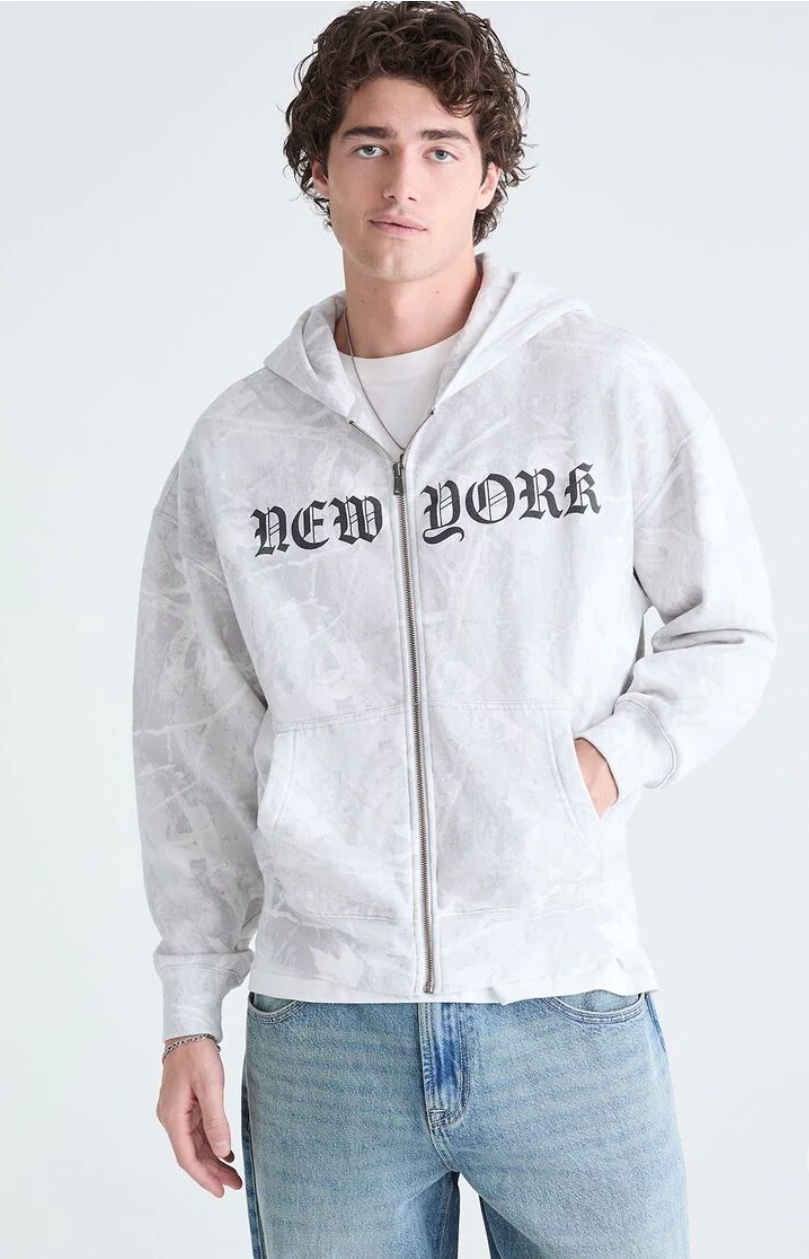 Hoodie New York gris hombre